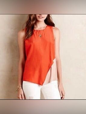 Anthropologie Bordeaux top tank women’s small orange red